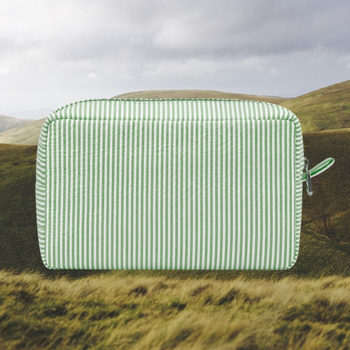 EVERYDAY STRIPE MAKEUP BAG - GREEN