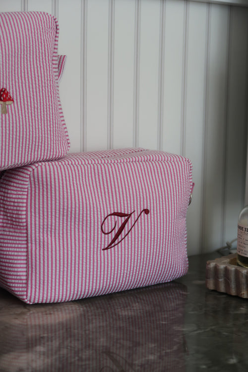 EVERYDAY STRIPE MAKEUP BAG - ROSE