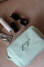 EVERYDAY STRIPE MAKEUP BAG - GREEN